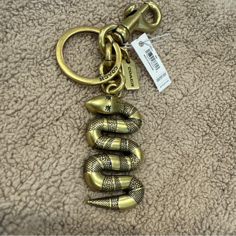 COACH Keychain Year Of Snake 2025 CZ212 BRS New With Tags Brass RARE